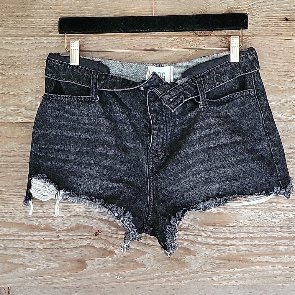 Urban Outfitters BDG Black Denim Shorts Foldover Waistband Size 29